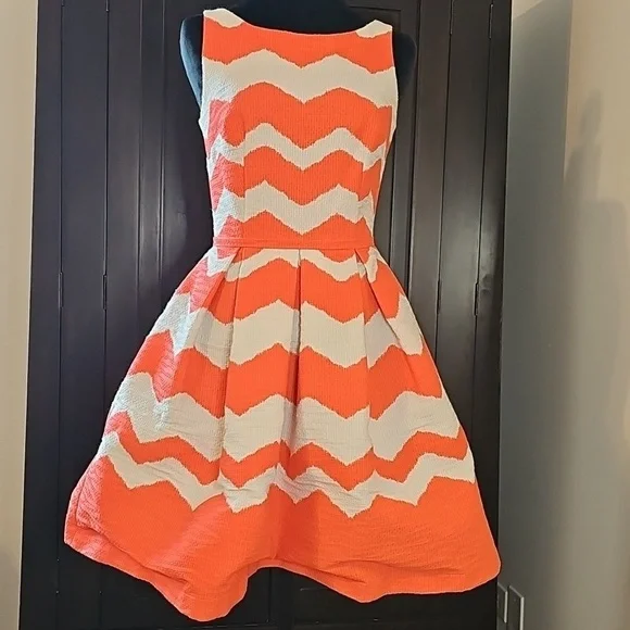 Limited Chevron Dress Orange And White - Picture 1 of 9